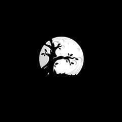tree night logo design vector illustration