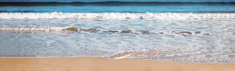 Sea waves on the sand panorama