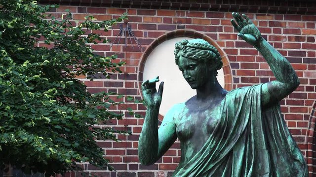 Beautiful statue in the center of the city. Berlin, Germany. 4K.