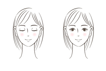 女性の正面顔　セット