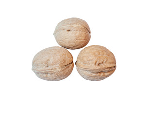 fresh organic walnuts isolated on white