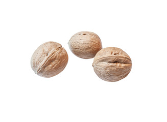 fresh organic walnuts isolated on white