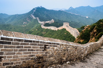 Bricks and stones were used to built the Great Wall in China