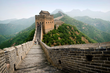 Fototapeta na wymiar Brick watchtowers all along the Great Wall, China