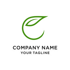 Initial letter C leaf logo design template