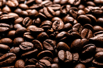 Coffee beans as background.
