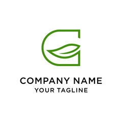 Initial letter G leaf logo design template