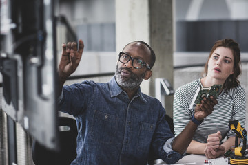 Teacher in a robotics engineering class