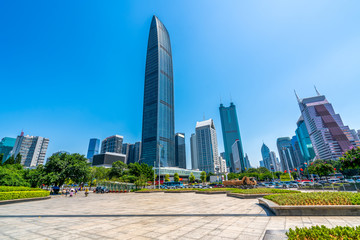 Shenzhen City Skyline and Office Building Architectural Landscape