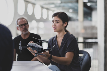 Female drone engineer leading a meeting