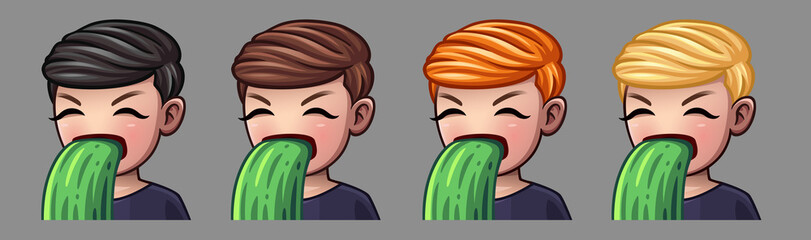 Emotion icons sick boy for social networks and stickers. Vector illustration