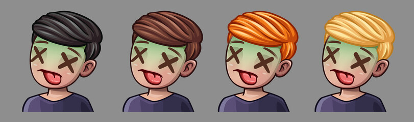 Emotion icons sick boy for social networks and stickers. Vector illustration