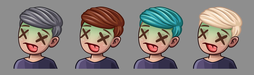 Emotion icons sick boy for social networks and stickers. Vector illustration