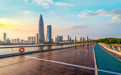 Fototapeta na wymiar Shenzhen City Skyline and Office Building Architectural Landscape