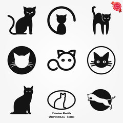 Cat icon. Logo design vector template Flat style.