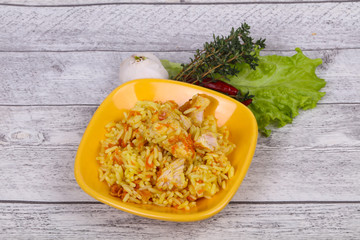 Traditional Pilaf with chicken and carrot