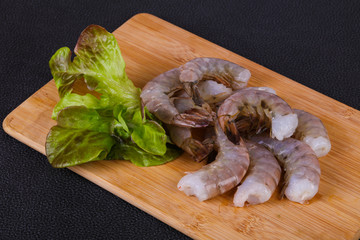 Raw king prawns ready for cooking
