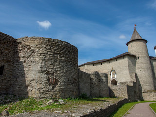 Walls and towers of the Pskov Kremlin.