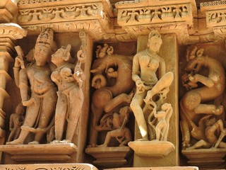 The frescoes are erotic inside the temples of the Western group including Visvanatha-Khajuraho,...
