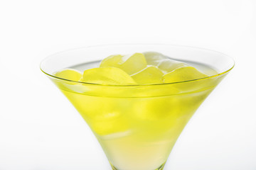 Martini Glasses with  ice on white background. Close up. Selective focus.