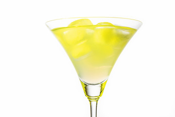 Martini Glasses with  ice on white background. Close up. Selective focus.