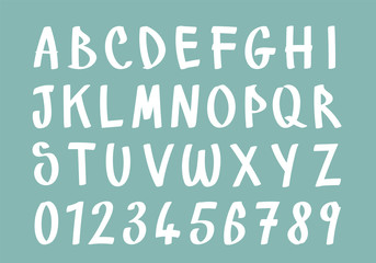 Alphabet whit number good for comics and graffiti style, large marker stroke white color modular letters.