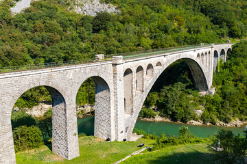 Fototapeta na wymiar Solkan bridhe on the River Soca, Slovenia