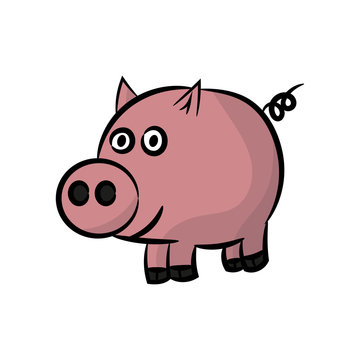 Little cute pig. Vector drawing. Side and front view. Isolated object on a white background. Isolate.
