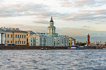 Beautiful sunset in Saint Petersburg. View from Neva. idyllic sunset