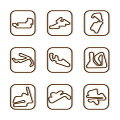 Circuit motogp icon set includecircuit, moto gp, america, indianapolis, czech republic, automotodrom brno, gread britania, silverstone, san marino, misano, aragon, motorland, brazil, super bike