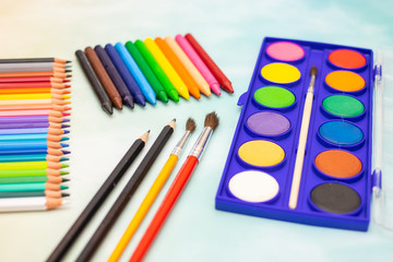 Fototapeta premium School concept - School supplies on the table - Back to school 