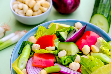 Healthy Vegetarian or Vegan Macadamia Nut Salad