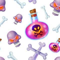 Seamless pattern for Halloween. Poison, love potion
