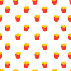 French Fries. Fried Potatoes. Fast food. Seamless pattern