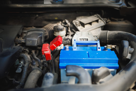 new lead-acid automotive electric battery replacement in old car