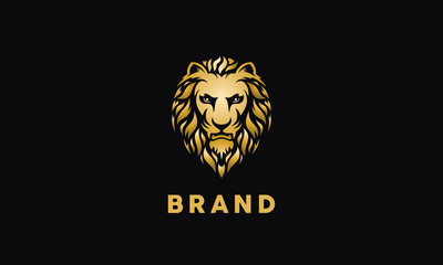 Lion vector logo constructed using golden effect.	Gold lion logo. Golden lion logo for sale. Golden lion mascot logo.