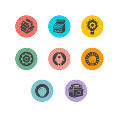 Display manufacturing and packaging icon set