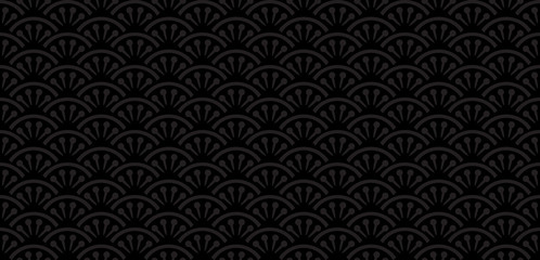 Black Uchiwa Japanese Fan Decorative Luxury Pattern Background