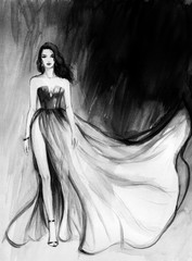 schöne Frau. Modeillustration. zeitgenössische Aquarellmalerei © Anna Ismagilova