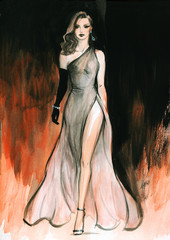 schöne Frau. Modeillustration. zeitgenössische Aquarellmalerei © Anna Ismagilova