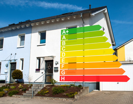 Haus mit Energieeffizienzklassen