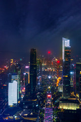 Guangzhou night cityscape with modern building of financial district and Zhujiang River, guangzhou, china