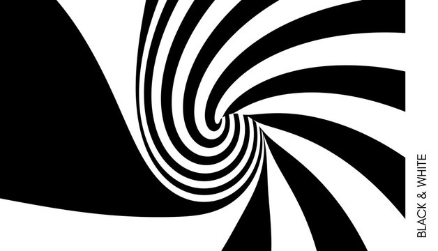 Pattern with optical illusion. Black and white design. Abstract striped background. Vector illustration. © Login