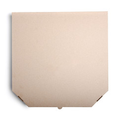 Box for pizza on white background isolation, top view