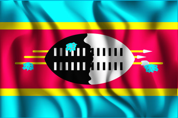 Flag of Eswatini. Rectangular Icon. Waving Effect. Vector
