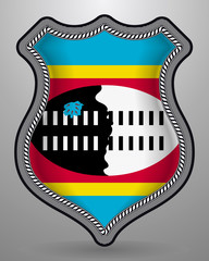 Flag of Eswatini. Vector Badge and Icon. Horizontal Orientation Version