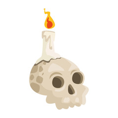 halloween head skull with candle