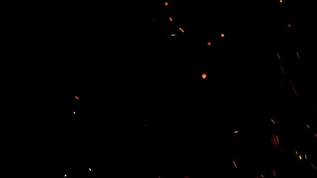Fire embers on black background