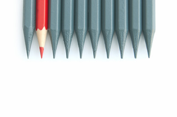 Red pencil standing out
