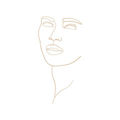 Continuous line, drawing of beauty woman face, fashion concept, woman beauty minimalist, vector illustration for t-shirt, slogan design print graphics style. One line fashion illustration
